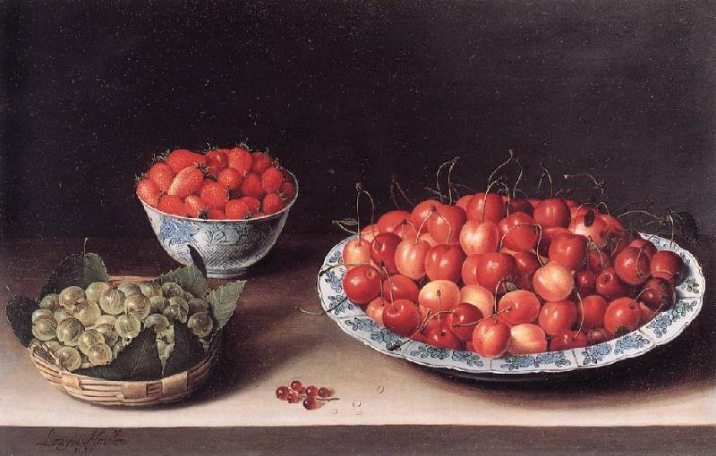 MOILLON, Louise Still-Life with Cherries, Strawberries and Gooseberries ag oil painting image